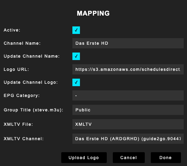 xTeVe - Mapping edit Mapping