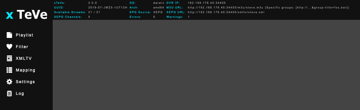 xTeVe - Overview XEPG xTeVe